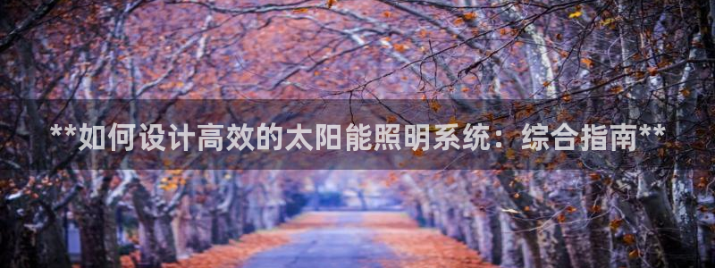 **如何设计高效的太阳能照明系统:综合指南**